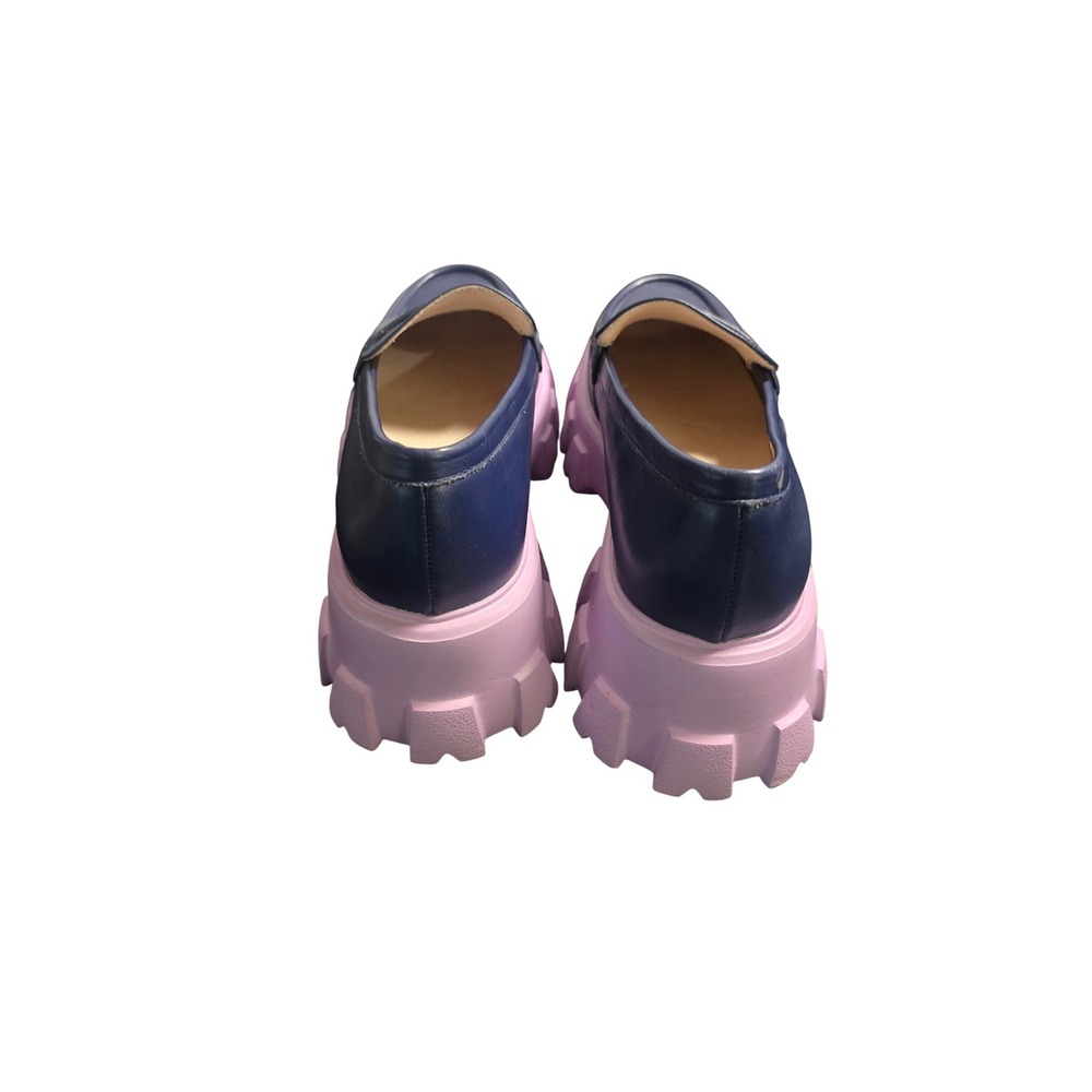 Gorman Fun Times Loafer Navy Leather Pink Chunky Platform Lug Sole Shoes 39 - Picture 5 of 9